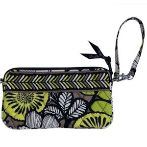 Vera Bradley Green and Black Floral Wristlet